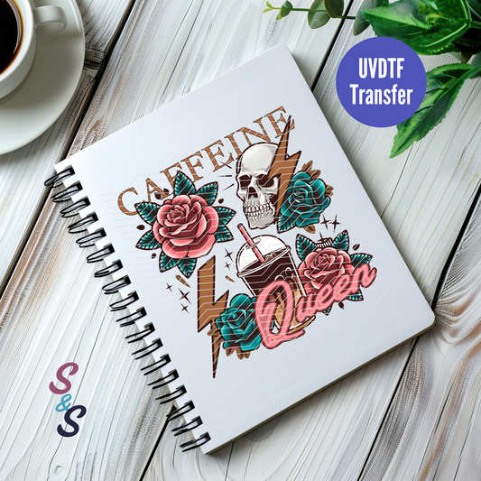 Caffeine Queen Skulls UVDTF Book/Notebook Transfer C270