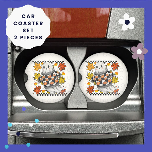 Ghost Pumpkin Sweater Car Coaster Set CC035