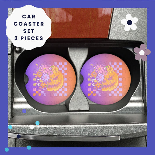 Spooky Fall Pumpkin Car Coaster Set CC032