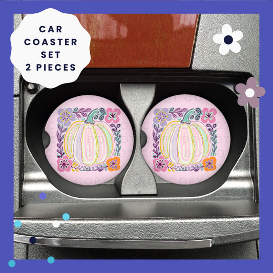 Pastel Pumpkins Car Coaster Set CC038