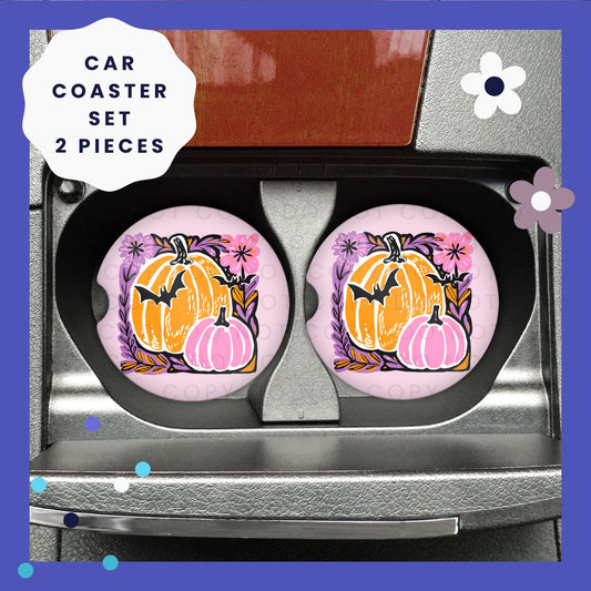 Pumpkins & Bats Car Coaster Set CC040