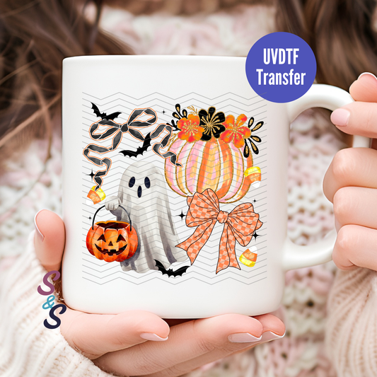 Ghost & Pumpkin Candy Mug UVDTF Transfer D249