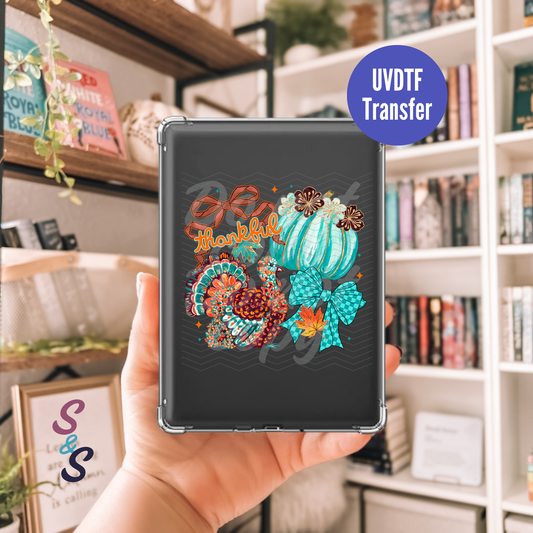 Turquoise Turkey Thankful Pumpkin Kindle UVDTF Transfer K110