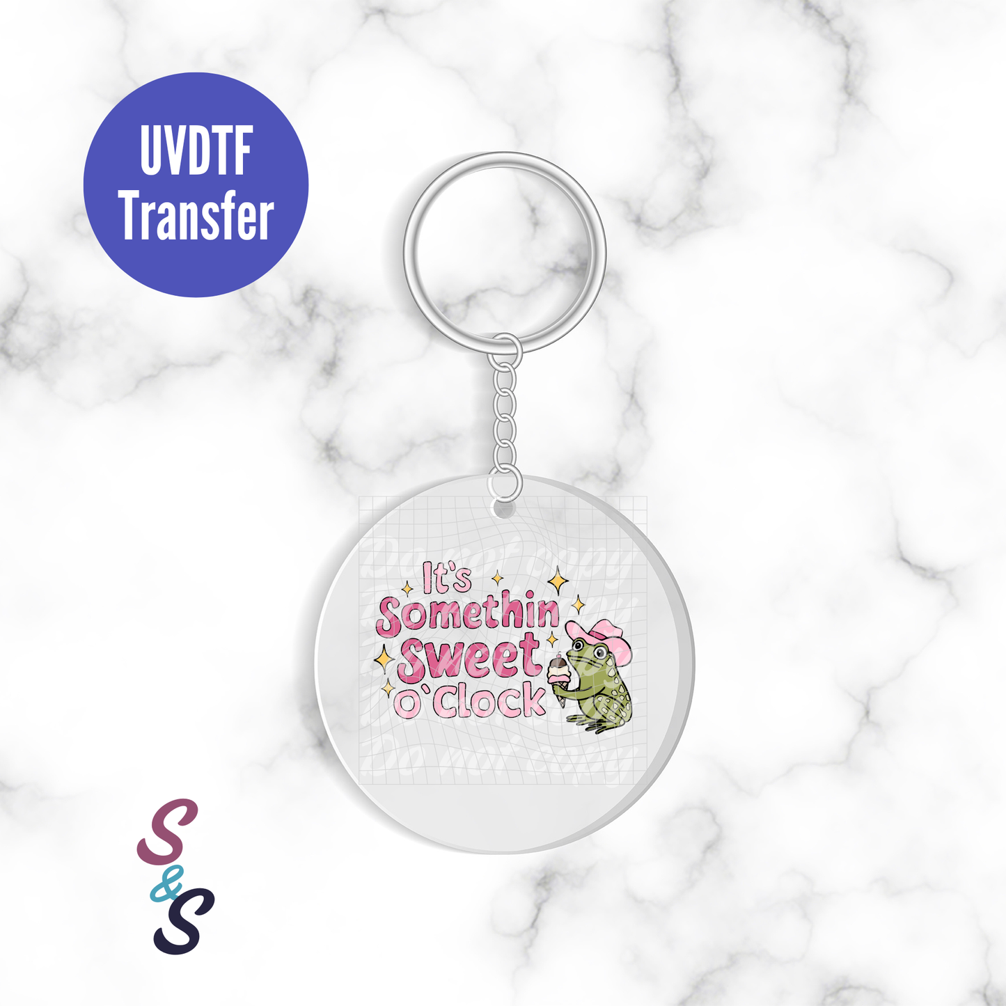 It's Something Sweet O'Clock Frog Keychain UVDTF Transfer KC314