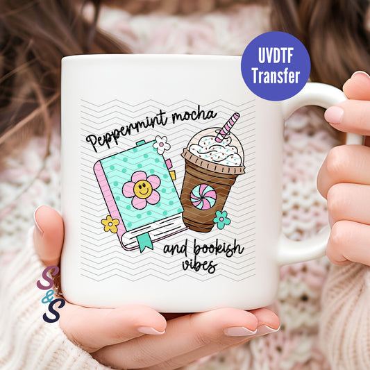 Peppermint Mocha & Bookish Vibes Mug UVDTF Transfer G114