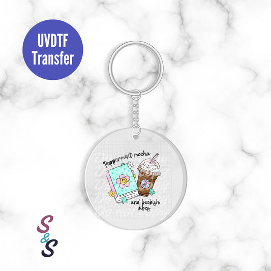 Peppermint Mocha & Bookish Vibes Keychain UVDTF Transfer KC337