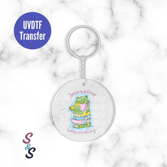 Snow Is Falling & Books Are Calling Keychain UVDTF Transfer KC339