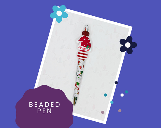 Ho Ho Ho Santa Hat Beaded Christmas Pen