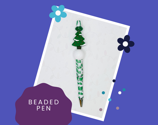 Green Christmas Tree Beaded Christmas Pen