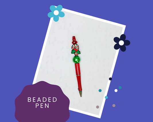 Candy Cane Beaded Pen