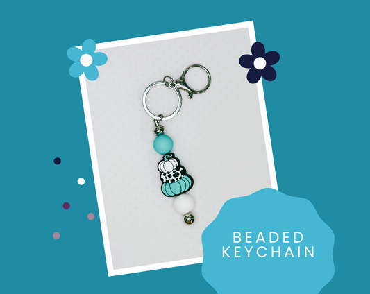 Turquoise Pumpkin Stack Beaded Keychain