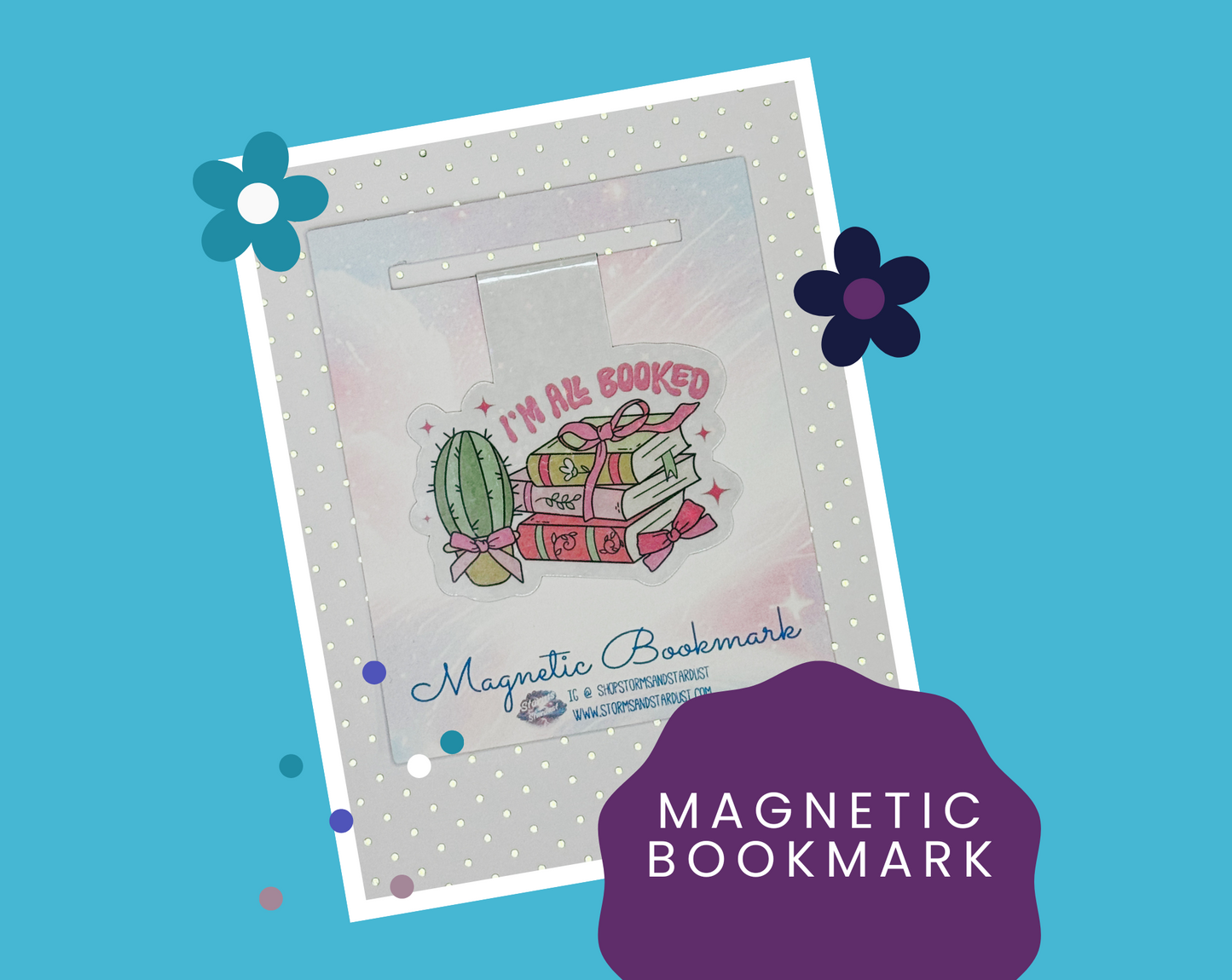 I'm All Booked Cactus Holographic Magnetic Bookmark