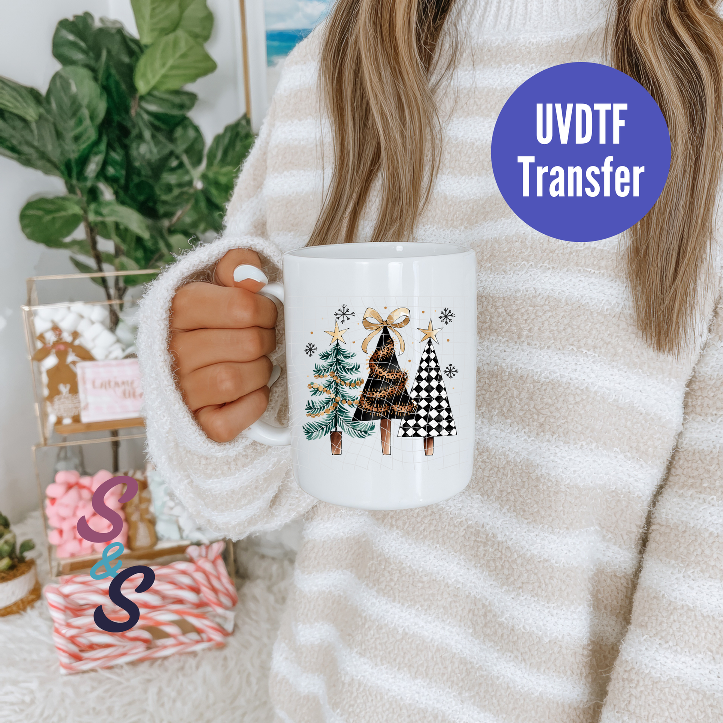Christmas Trees Mug UVDTF Transfer