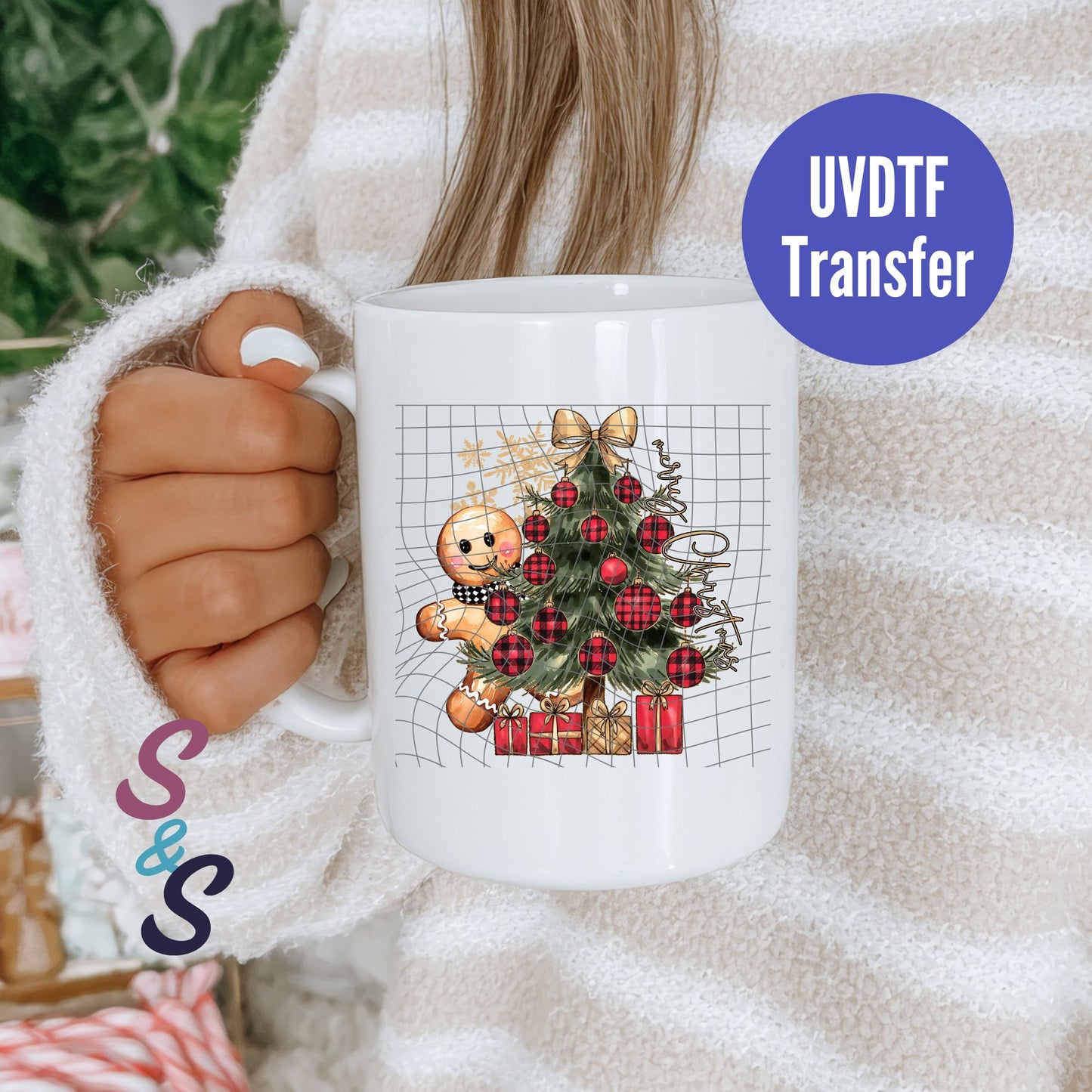 Gingerbread Man & Christmas Tree Mug UVDTF Transfer