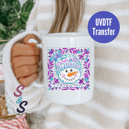 Floral Snowman Mug UVDTF Transfer
