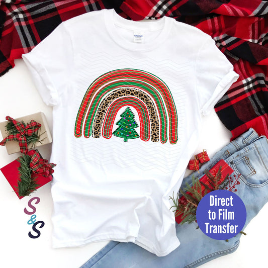 Christmas Leopard Rainbow -  Direct To Film Print Transfer (DTF)
