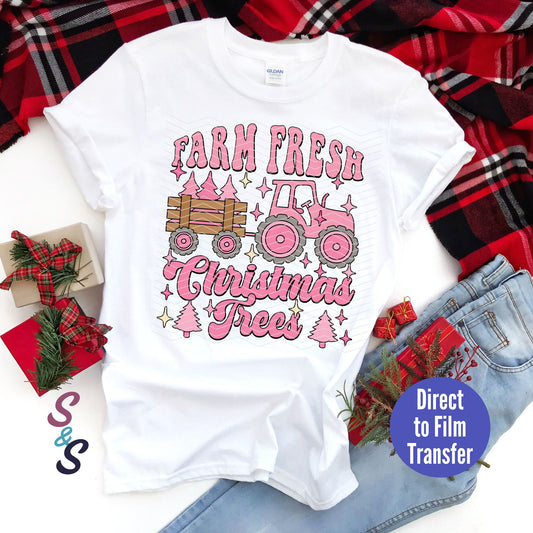 Farm Fresh Christmas Trees - Pastel -  Direct To Film Print Transfer (DTF)