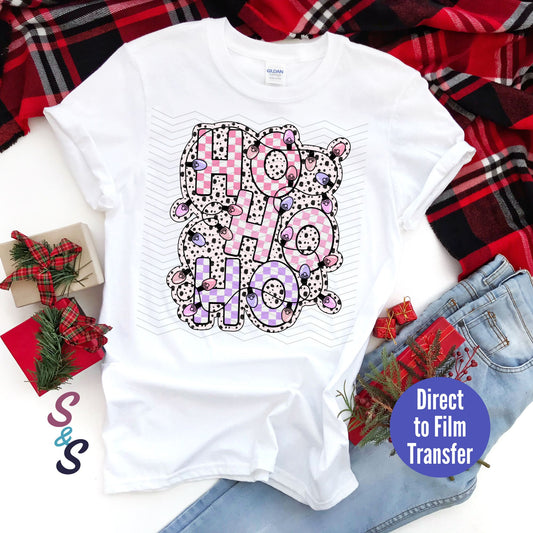 Ho Ho Ho Stack - Pink & Purple - Direct To Film Print Transfer (DTF)
