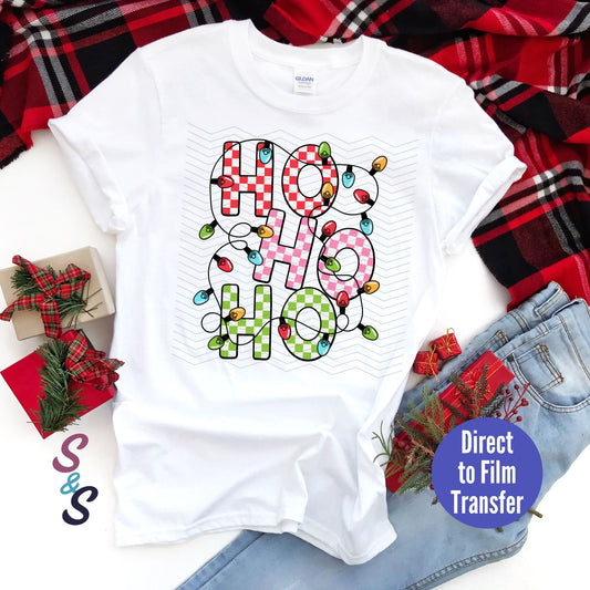 Ho Ho Ho Stack - Red Pink & Green - Direct To Film Print Transfer (DTF)