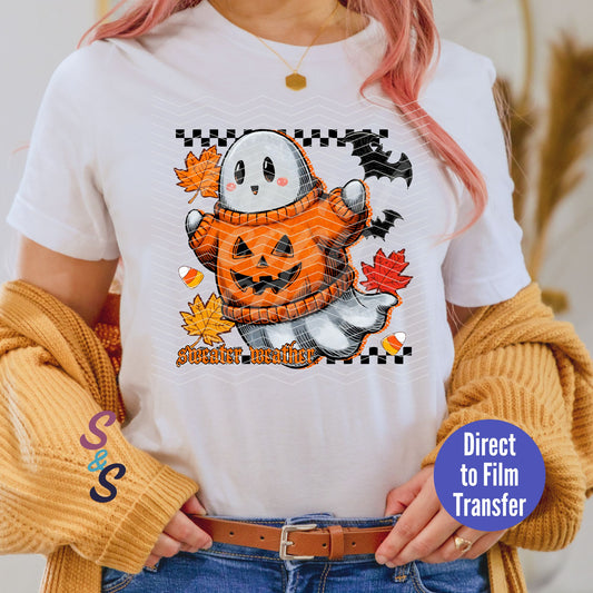 Sweater Weather Ghost - Direct To Film Print Transfer (DTF)