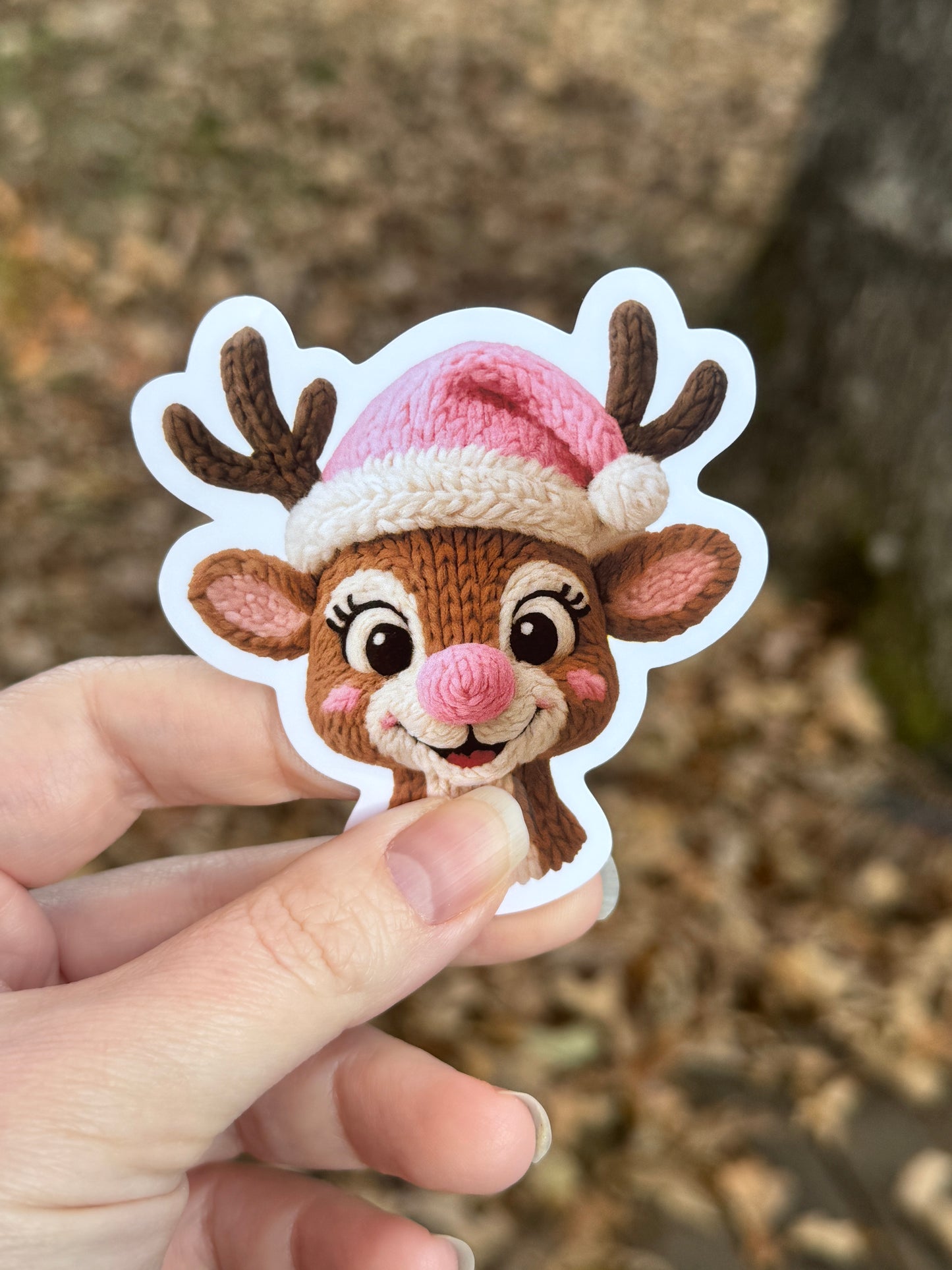 Faux Yarn Reindeer Sticker