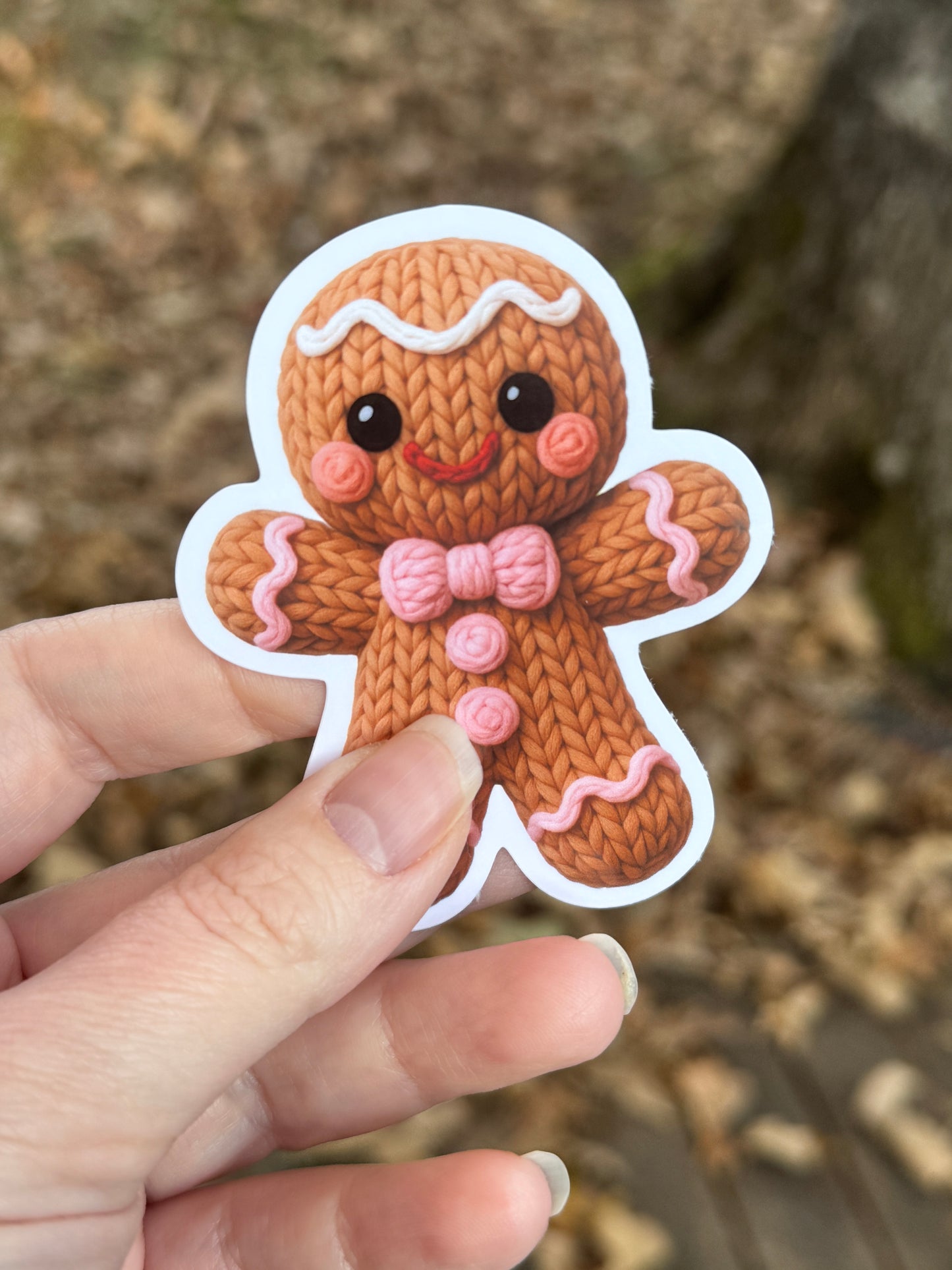 Faux Yarn Gingerbread Man Sticker