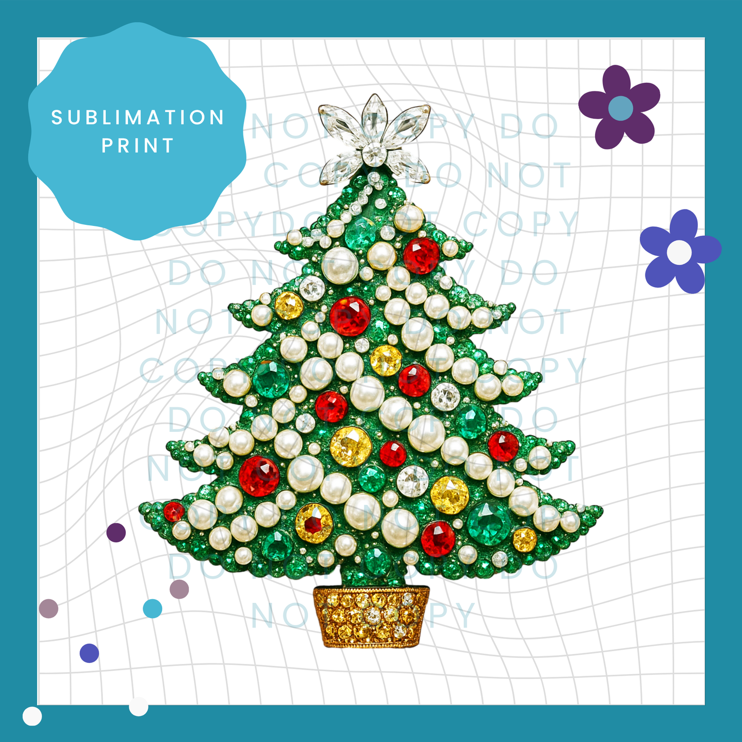 Jewel Christmas Tree Sublimation Print Transfer 4002