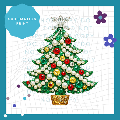 Jewel Christmas Tree Sublimation Print Transfer 4002