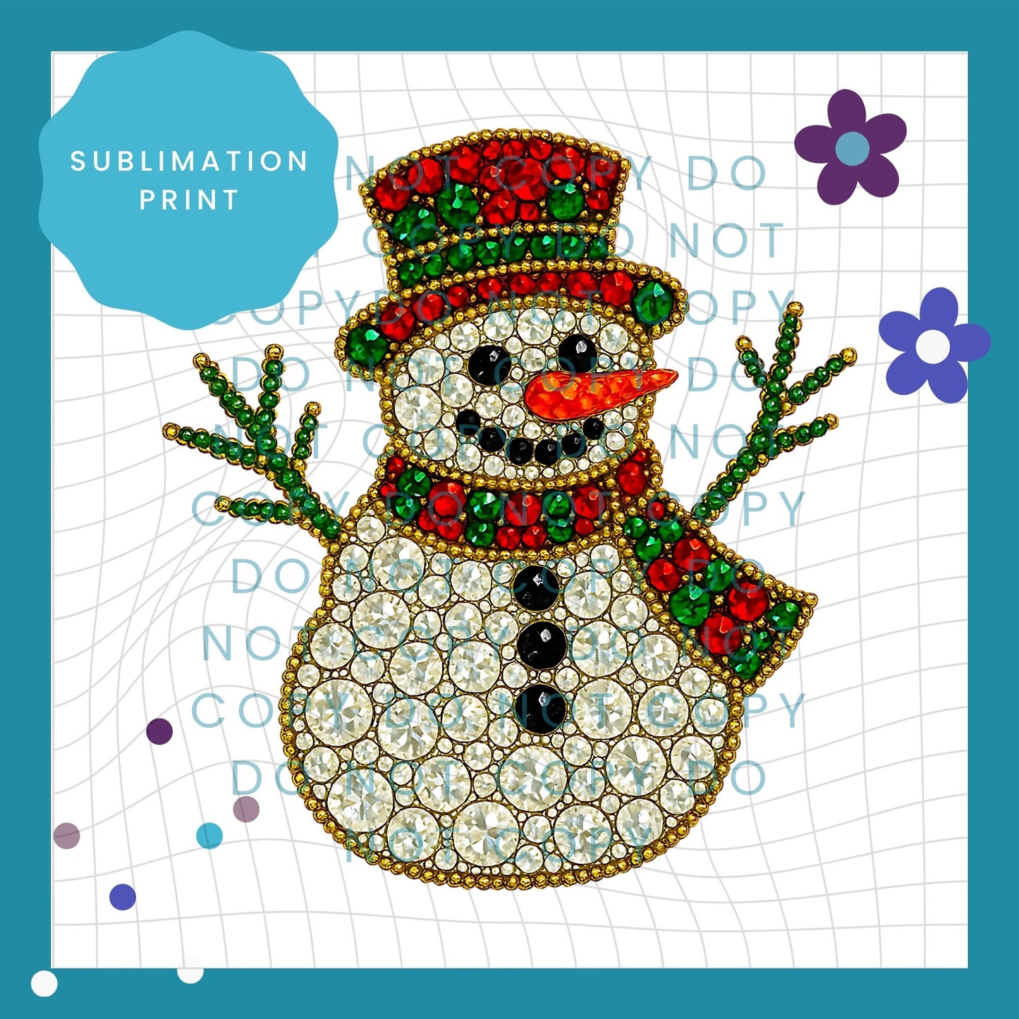Jewel Snowman Sublimation Print Transfer 4004