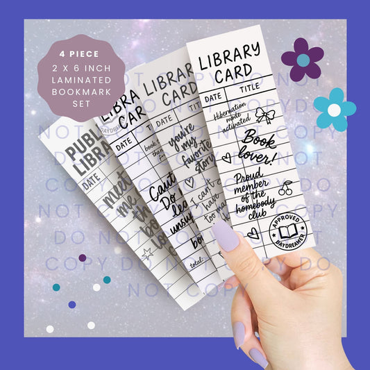 Library Card Set 1 - 4 Piece Bookmark Set BB002