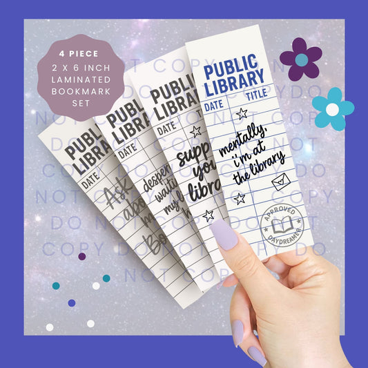 Library Card Set 2 - 4 Piece Bookmark Set BB008