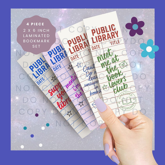 Library Card Set 4 - 4 Piece Bookmark Set BB012
