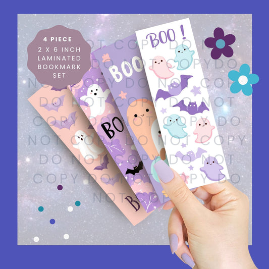 Cute Pastel Ghosts- 4 Piece Bookmark Set BB014