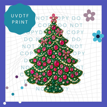 Pink Faux Jewel Christmas Tree UVDTF Transfer 4005