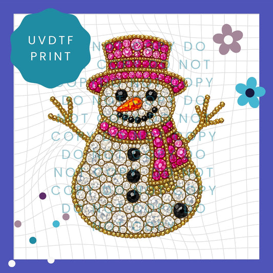 Pink Faux Jewel Snowman UVDTF Transfer 4006
